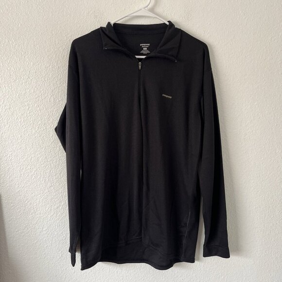 Patagonia Capilene Base Layer Mens Large Long Sleeve 1/4 Zip Black - Picture 1 of 6